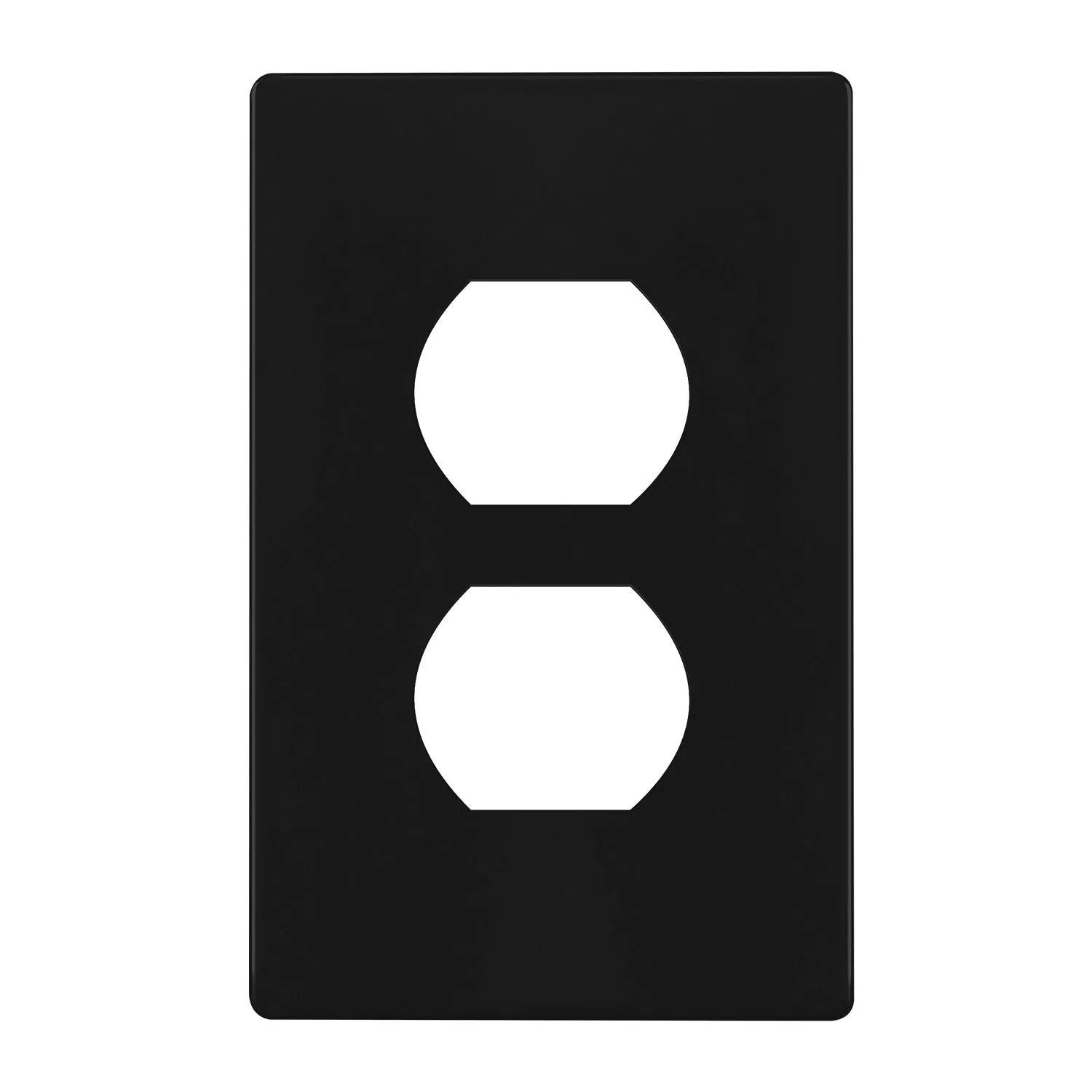 1-Gang Screwless Duplex Outlet Cover Plate Black