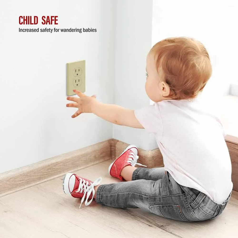 1-Gang Screwless Duplex Outlet Cover Plate Ivory