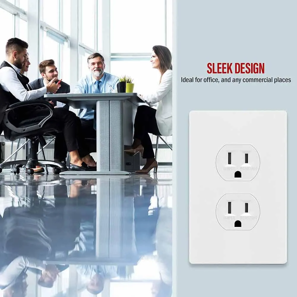1-Gang Screwless Duplex Outlet Cover Plate White