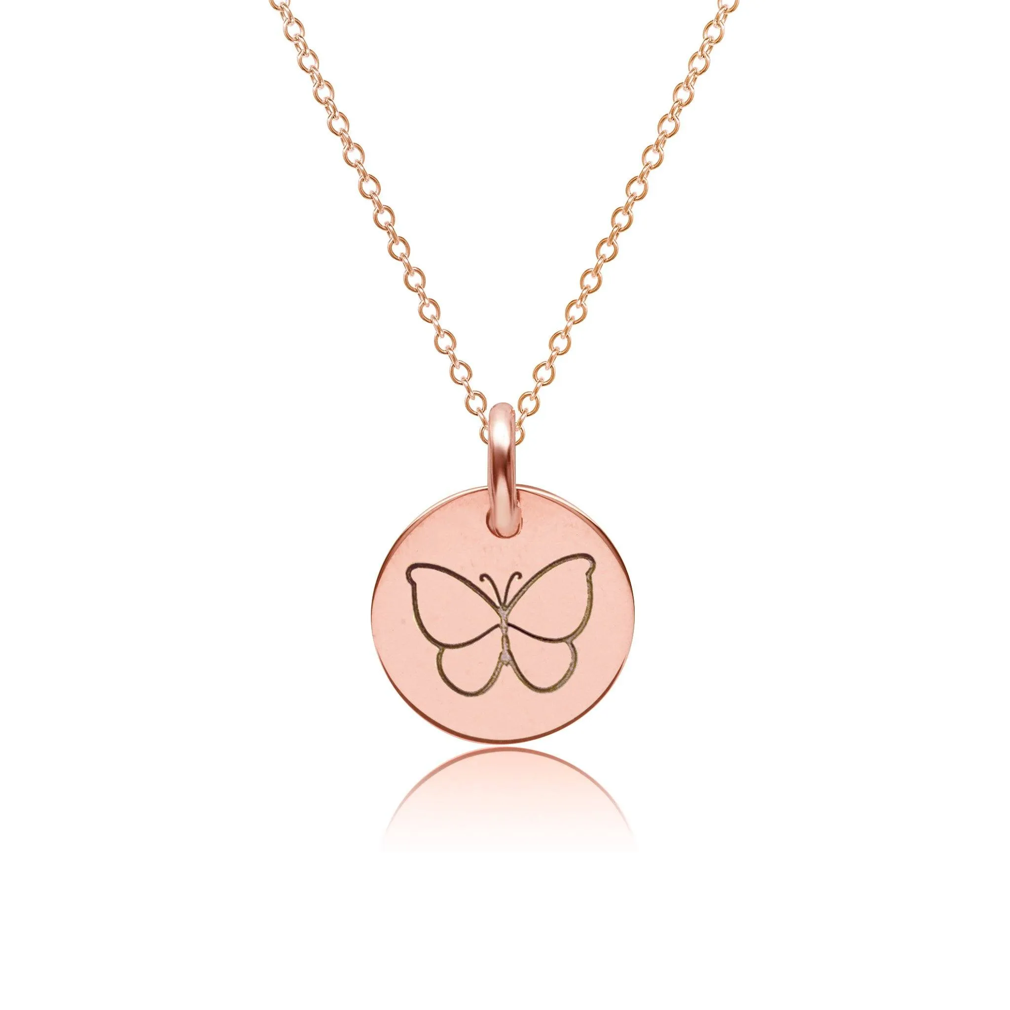 14k Gold Engravable Butterfly Necklace
