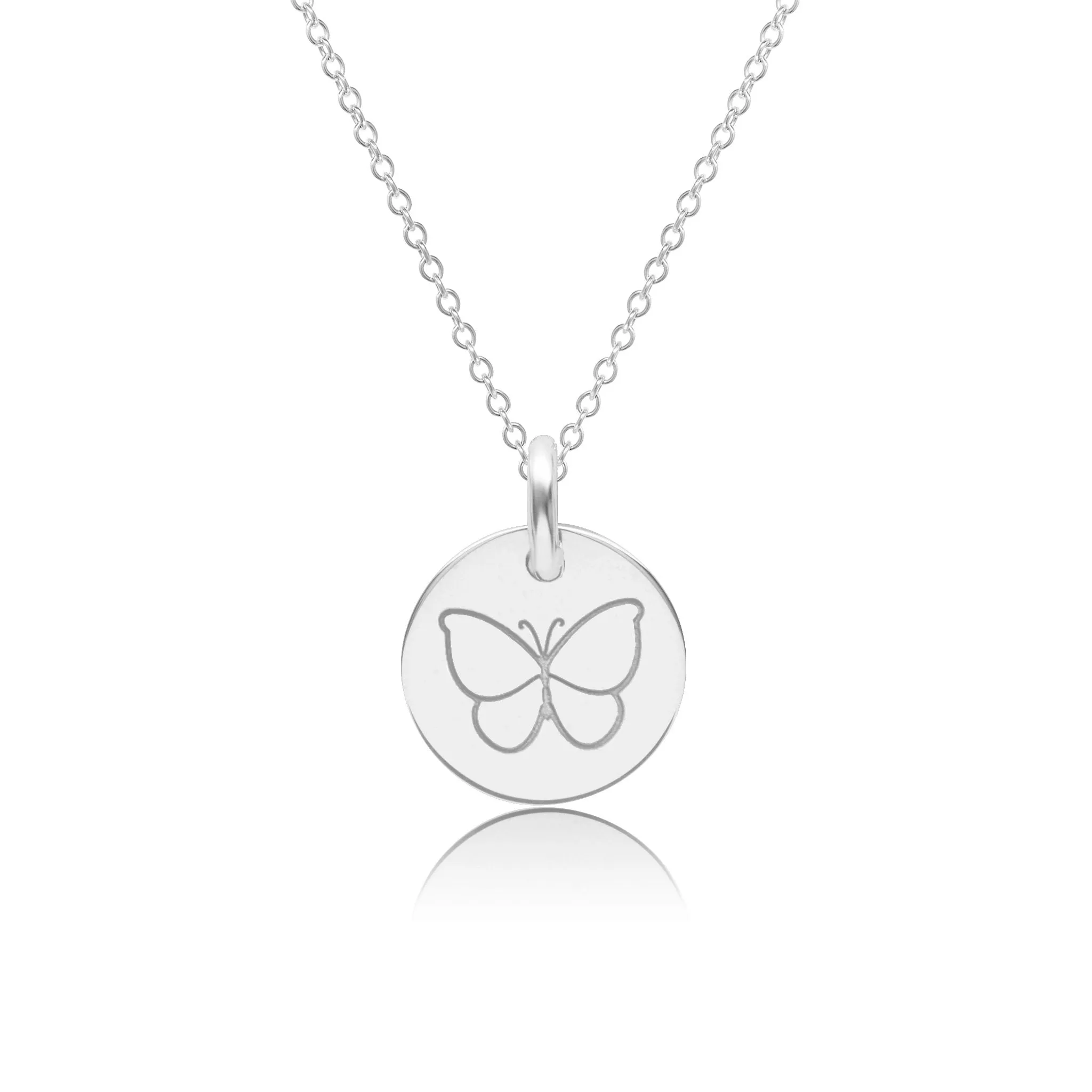 14k Gold Engravable Butterfly Necklace