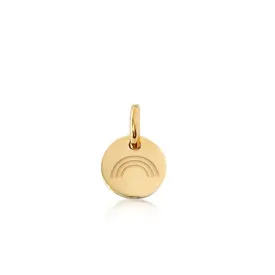 14k Gold Engravable Rainbow Circle Tag