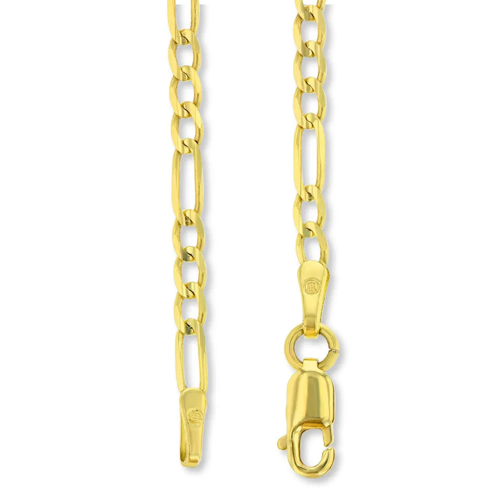 14k Tri Color Gold Little Boy Child Pendant with Figaro Necklace