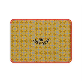 #174 JAXS N CROWN DESIGNER LEATHER CARD gold and gray print