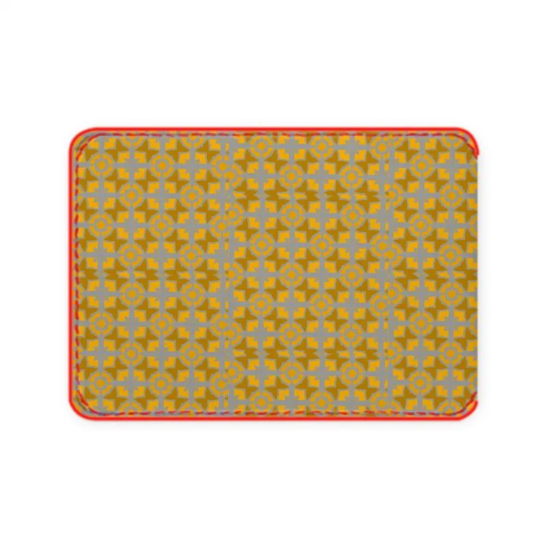 #174 JAXS N CROWN DESIGNER LEATHER CARD gold and gray print