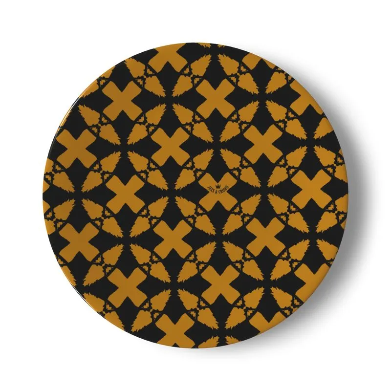 #180 JAXS N CROWN CHINA PLATE gold /black pattern