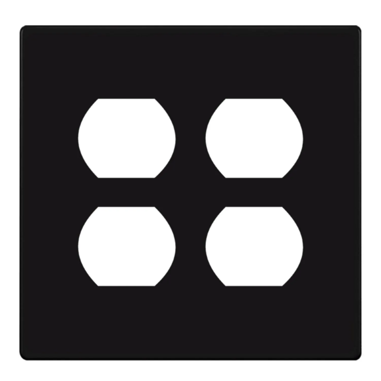 2-Gang Screwless Duplex Outlet Cover Plate Black