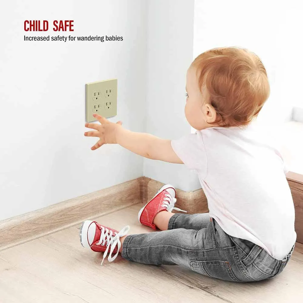 2-Gang Screwless Duplex Outlet Cover Plate Ivory