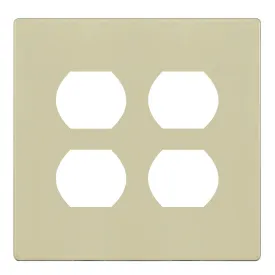 2-Gang Screwless Duplex Outlet Cover Plate Ivory