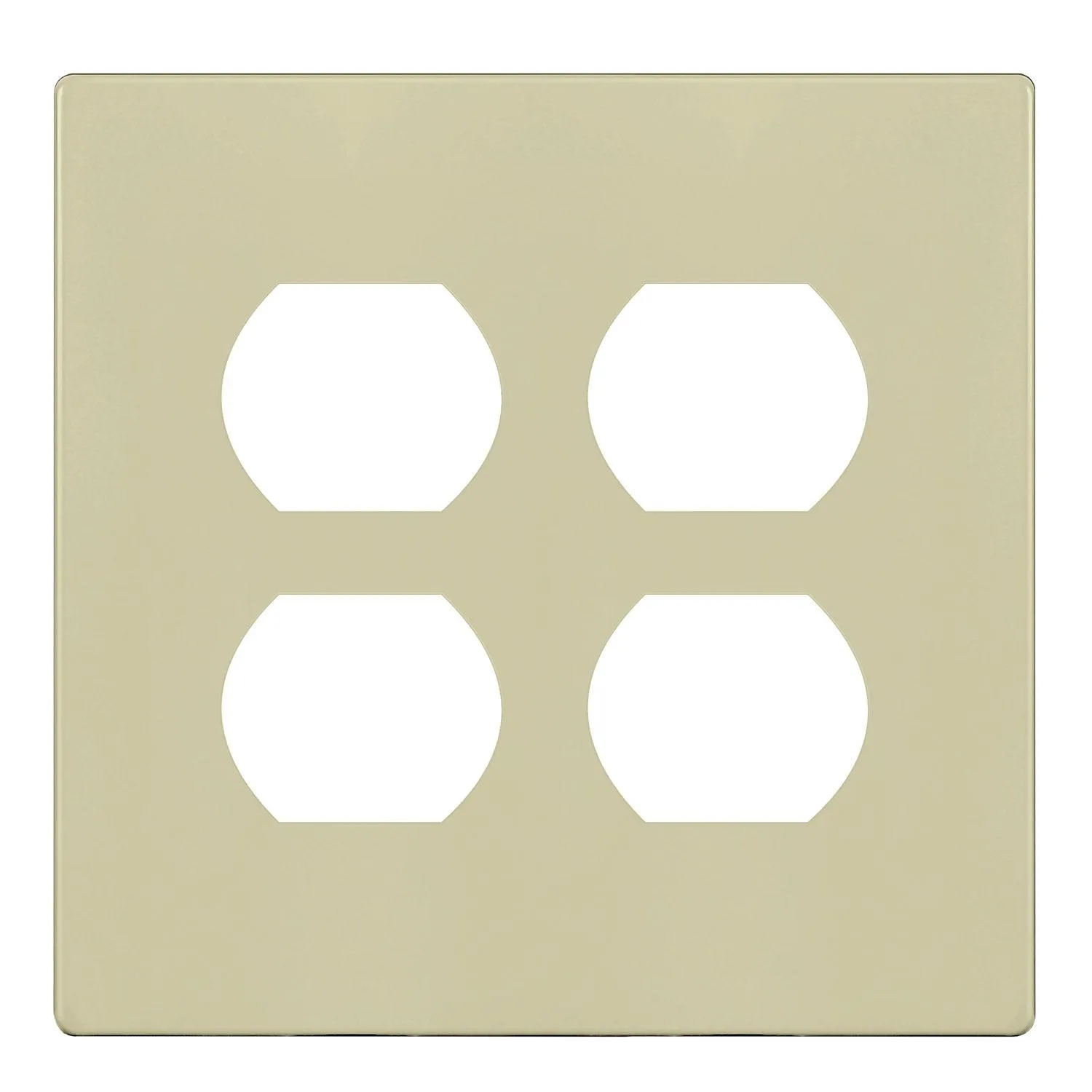 2-Gang Screwless Duplex Outlet Cover Plate Ivory
