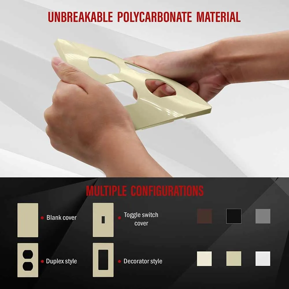2-Gang Screwless Duplex Outlet Cover Plate Ivory