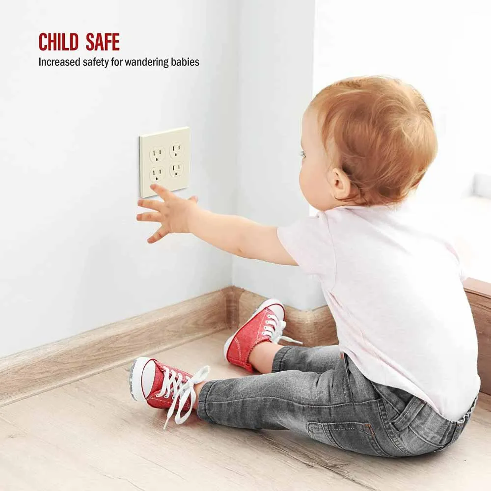 2-Gang Screwless Duplex Outlet Cover Plate Light Almond