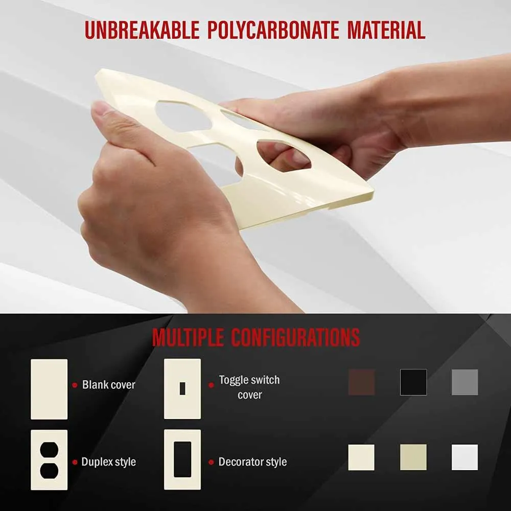 2-Gang Screwless Duplex Outlet Cover Plate Light Almond