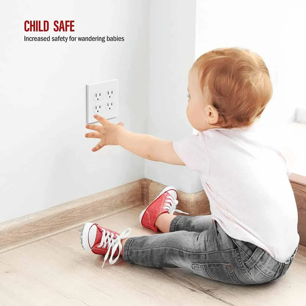 2-Gang Screwless Duplex Outlet Cover Plate White