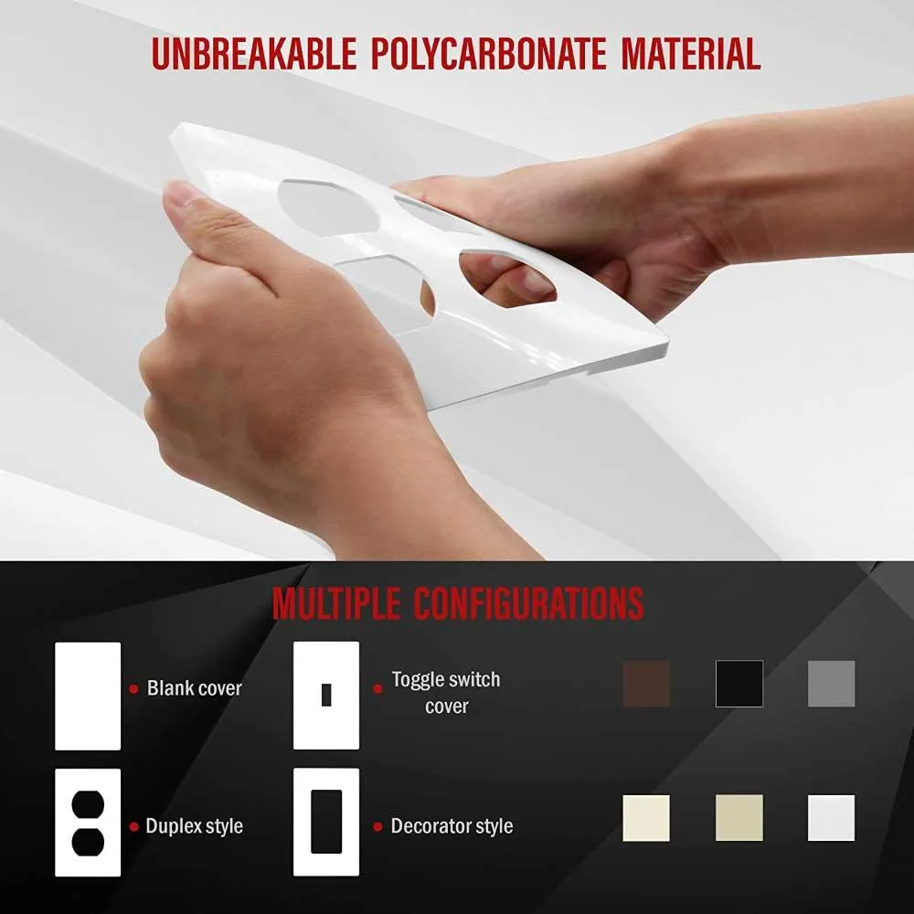 2-Gang Screwless Duplex Outlet Cover Plate White