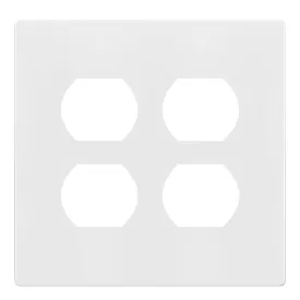 2-Gang Screwless Duplex Outlet Cover Plate White