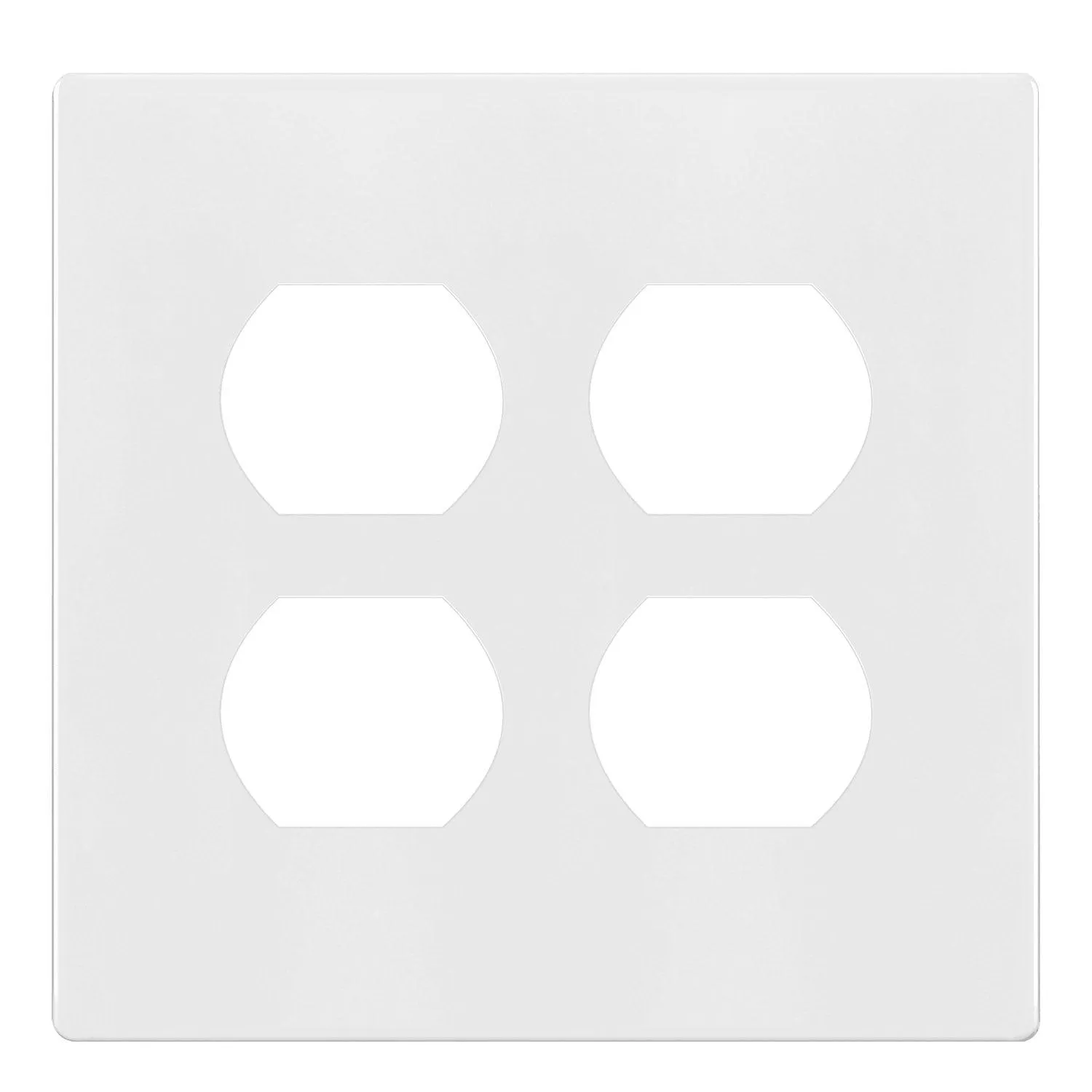 2-Gang Screwless Duplex Outlet Cover Plate White