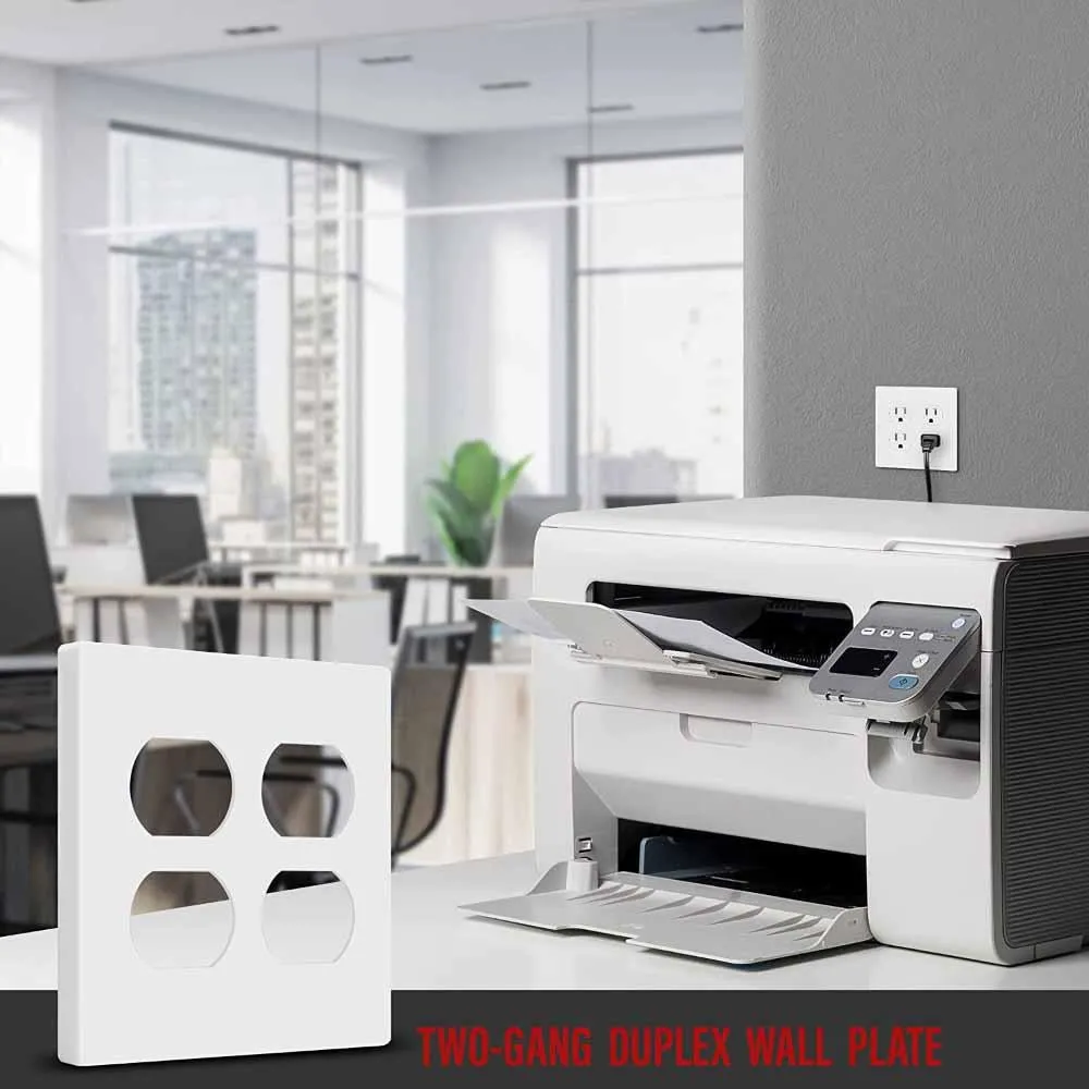 2-Gang Screwless Duplex Outlet Cover Plate White