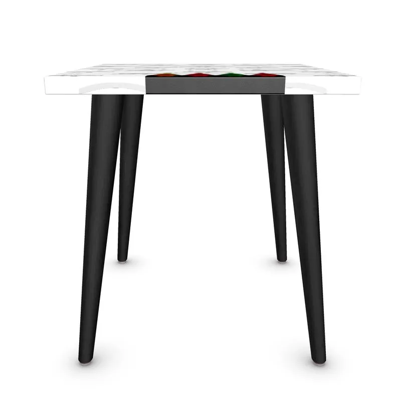 #426 cocknload side table rooster/gun print