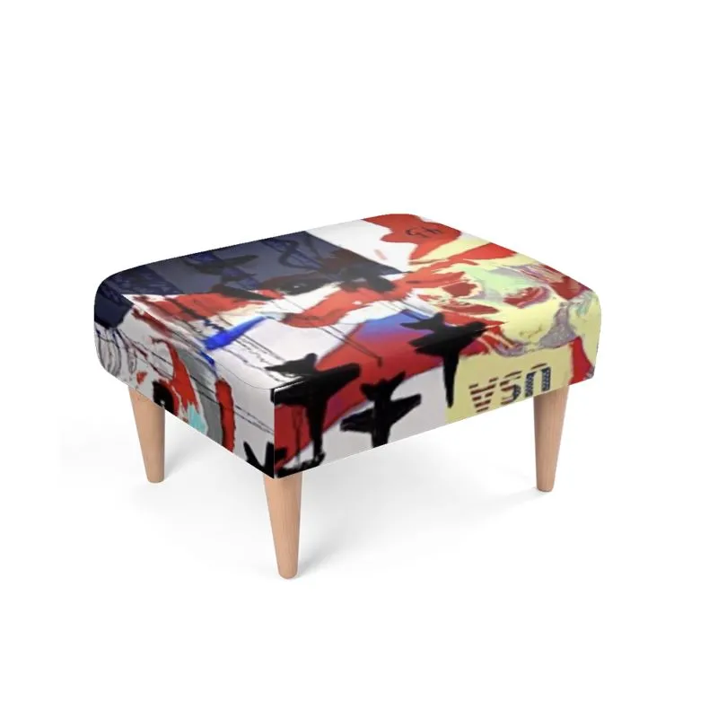 #601 LDCC Footstool in a patriot theme print