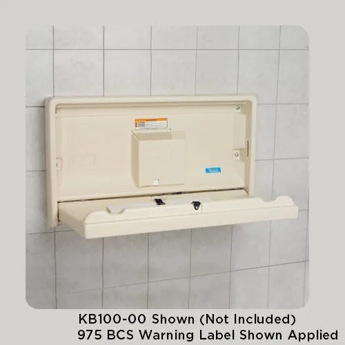 975 - WARNING LABEL for ALL Koala Baby Changing Stations