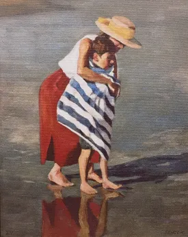 A SUMMER DAY By David Schock - Figurative Painting of Mother and Child