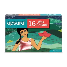 Apsara 16 Wax Crayons - Rich Colours
