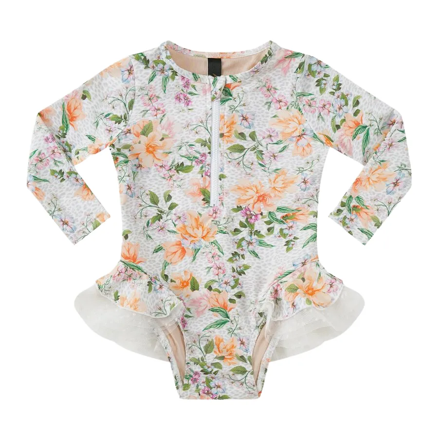 Aqua Blu Kids Long Sleeve One Piece AG2307HO - Honeysuckle