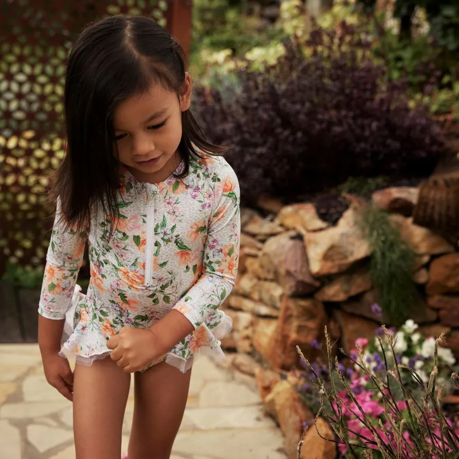 Aqua Blu Kids Long Sleeve One Piece AG2307HO - Honeysuckle