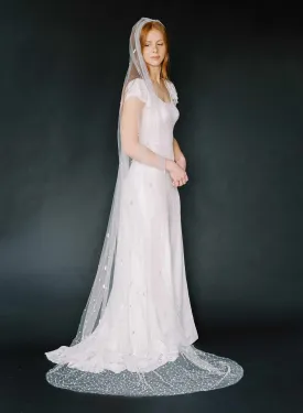 Baguette crystal and bead chapel train veil - Style #2370