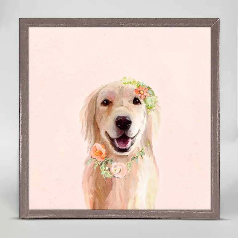 Best Friend - Golden Flowers Mini Framed Canvas