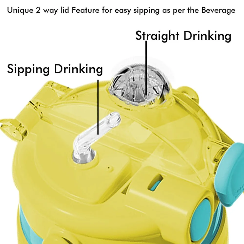Blue & Yellow 2 way Lid Style Moco Kids Water, 600 ml