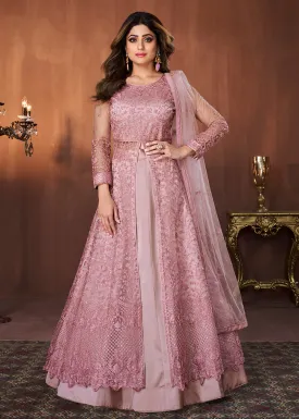 Blush Pink All Over Embroidered Shamita Shetty Gown