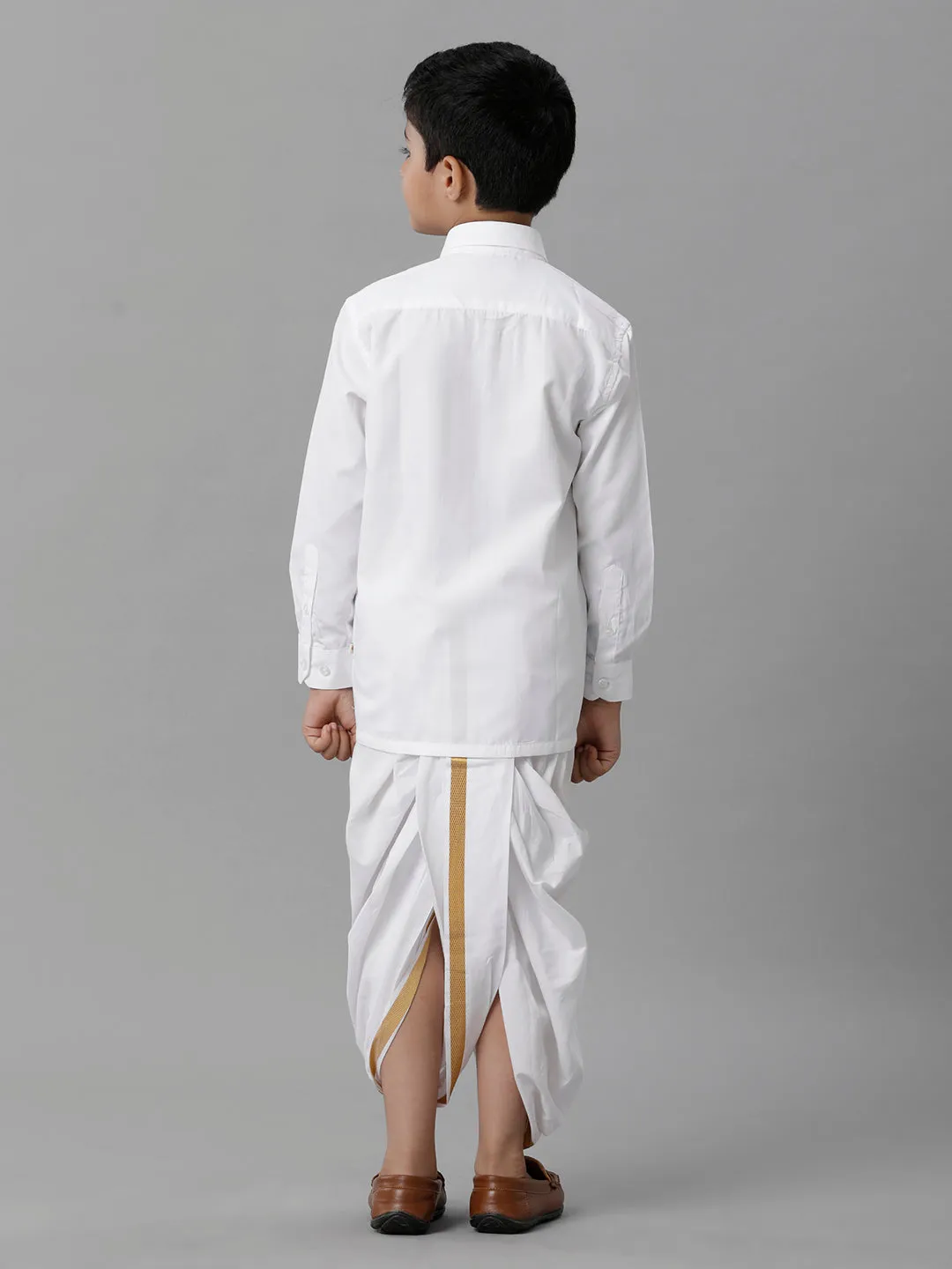Boys Cotton White Full Sleeves Shirt Panchakacham Combo
