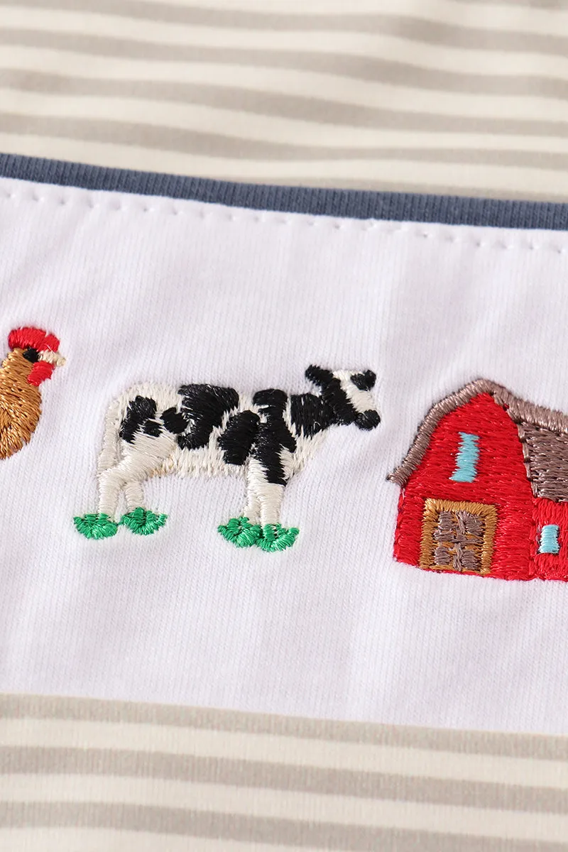 Brown farm embroidery boy jonjon