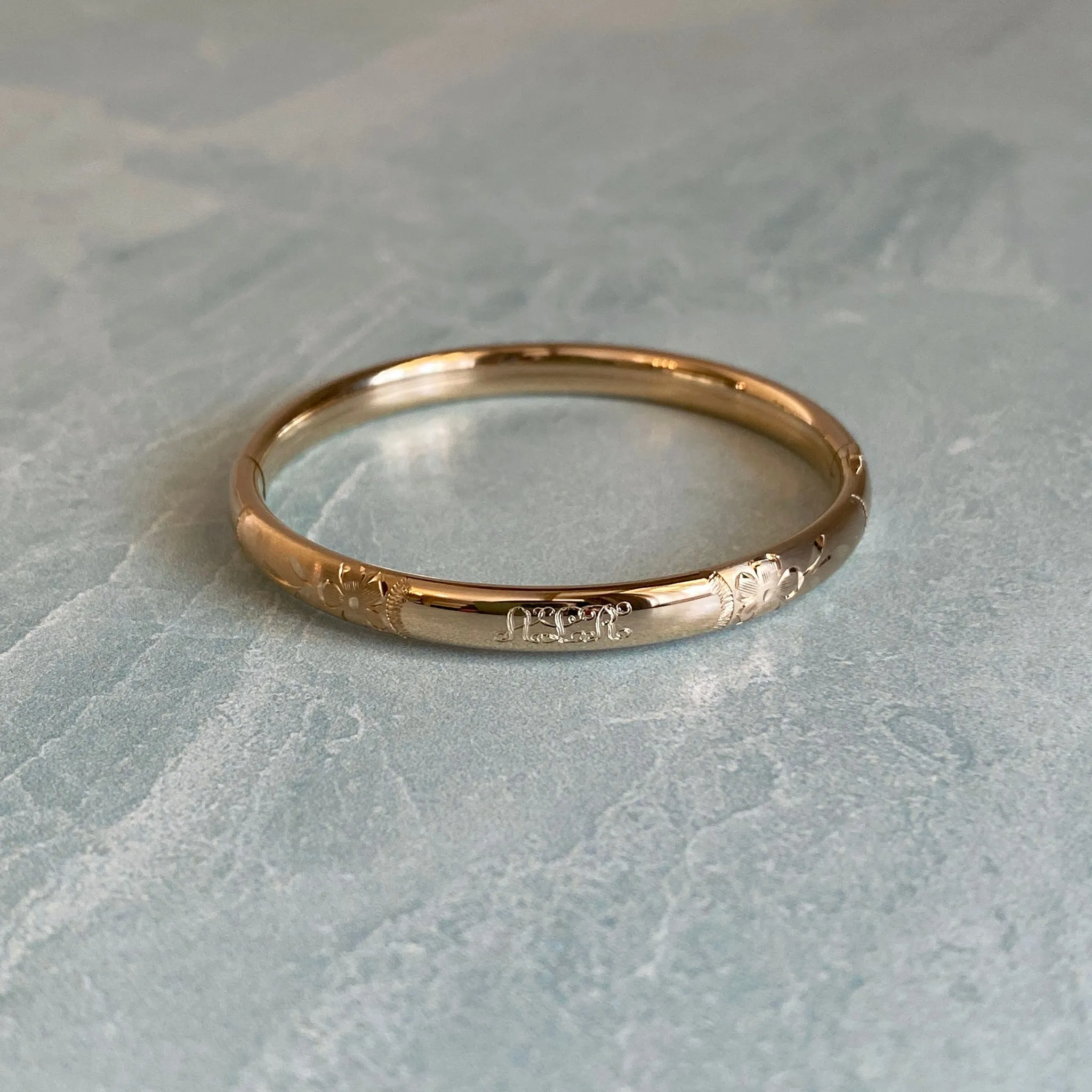 Child 14K Gold Filled Floral Signet Bangle