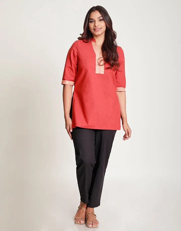 Chinese Collared Kurtha with Border Detail