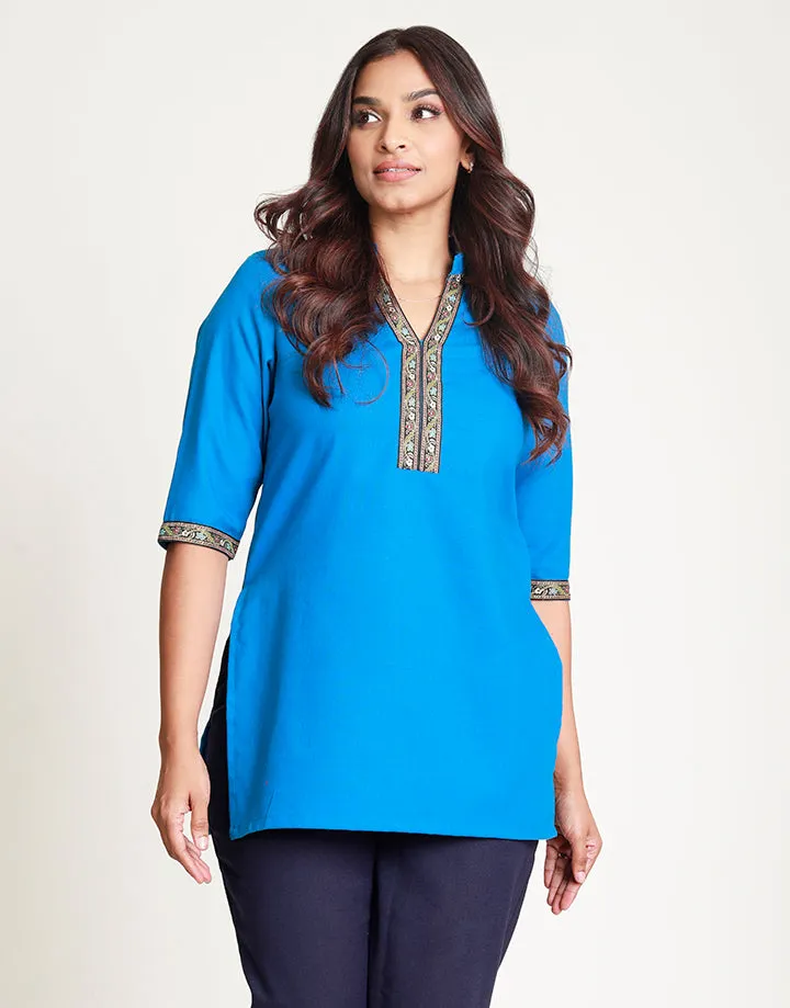 Chinese Collared Kurtha with Border Detail