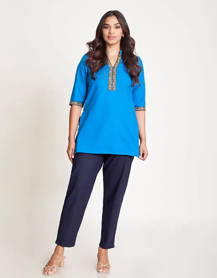 Chinese Collared Kurtha with Border Detail