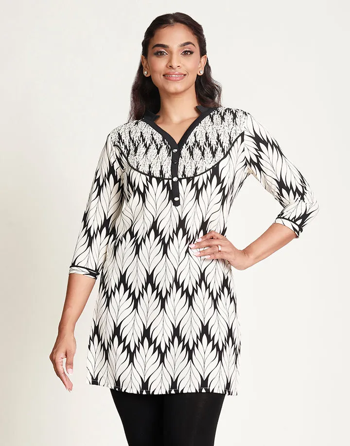 Chinese Collared Kurtha with Smocked Detail