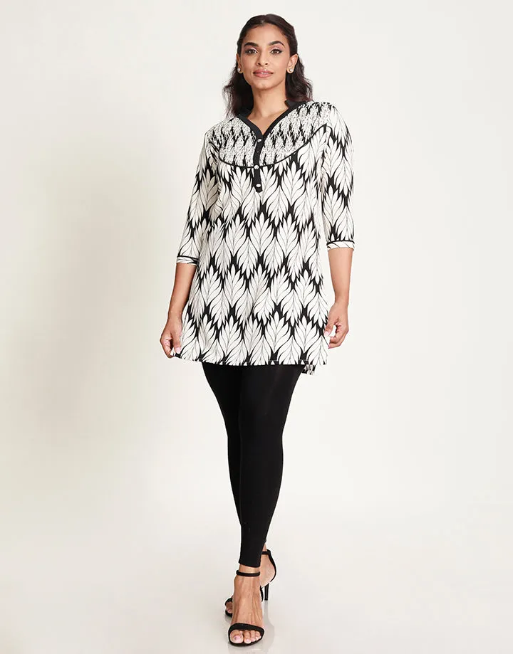 Chinese Collared Kurtha with Smocked Detail