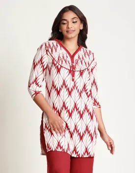 Chinese Collared Kurtha with Smocked Detail