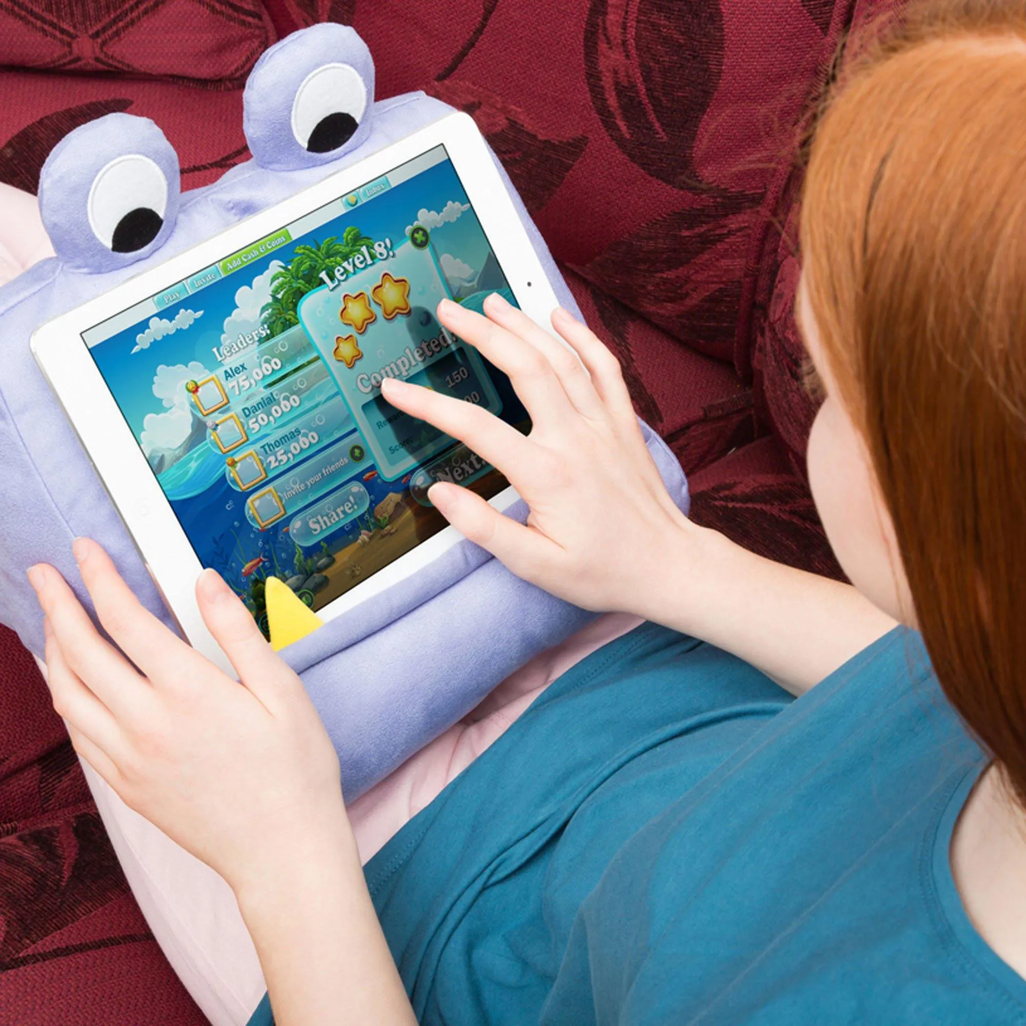 Cuddly Reader iPad, Tablet Stand and Book Holder (BookMonster Purple)