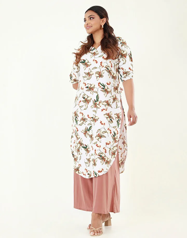 Curved Hem Kurtha with ¾ Sleeves