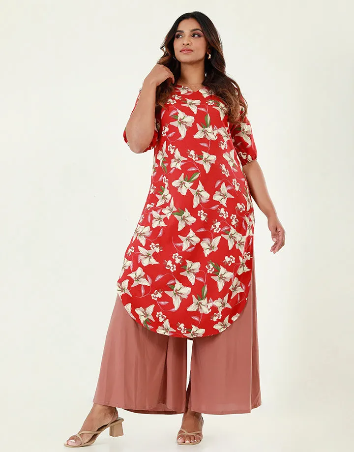Curved Hem Kurtha with ¾ Sleeves