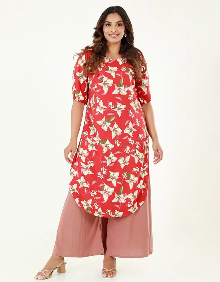 Curved Hem Kurtha with ¾ Sleeves