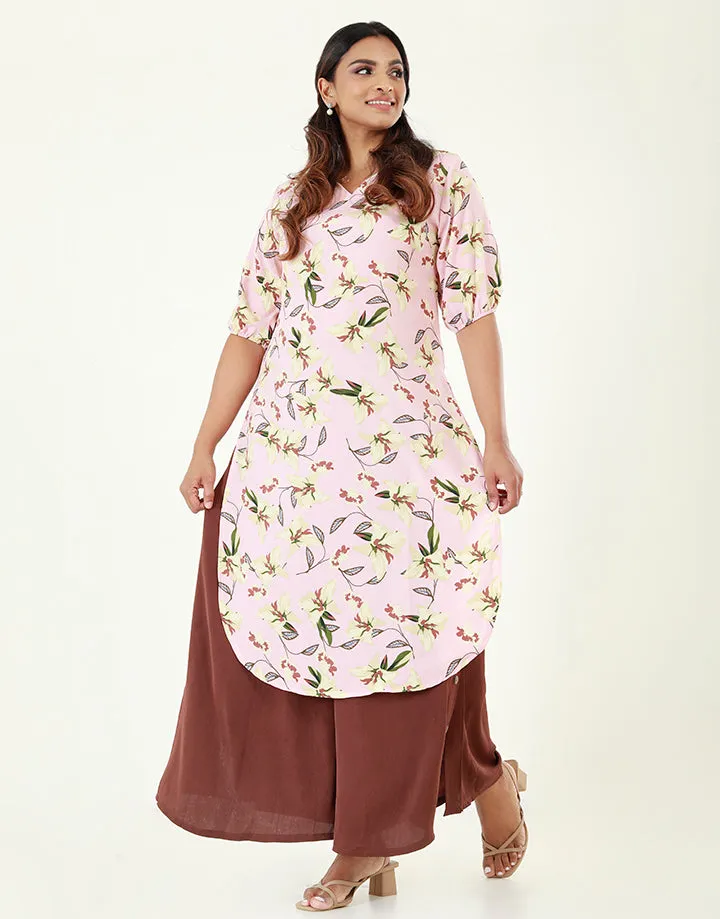 Curved Hem Kurtha with ¾ Sleeves