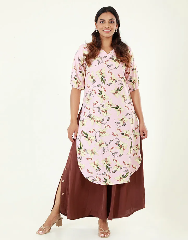Curved Hem Kurtha with ¾ Sleeves