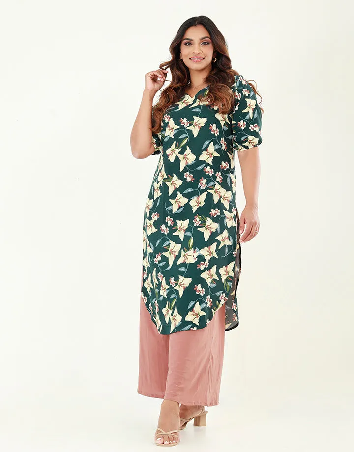 Curved Hem Kurtha with ¾ Sleeves