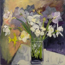Daffodils 2015 by c-lb171 by Lila Bacon Floral Painting on Canvas